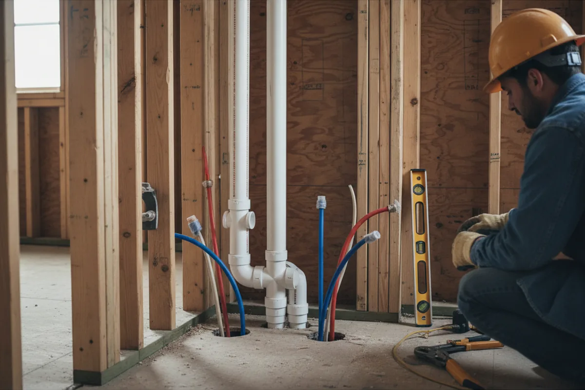 Drain and supply rough-in during Leak Detection in Penrose
