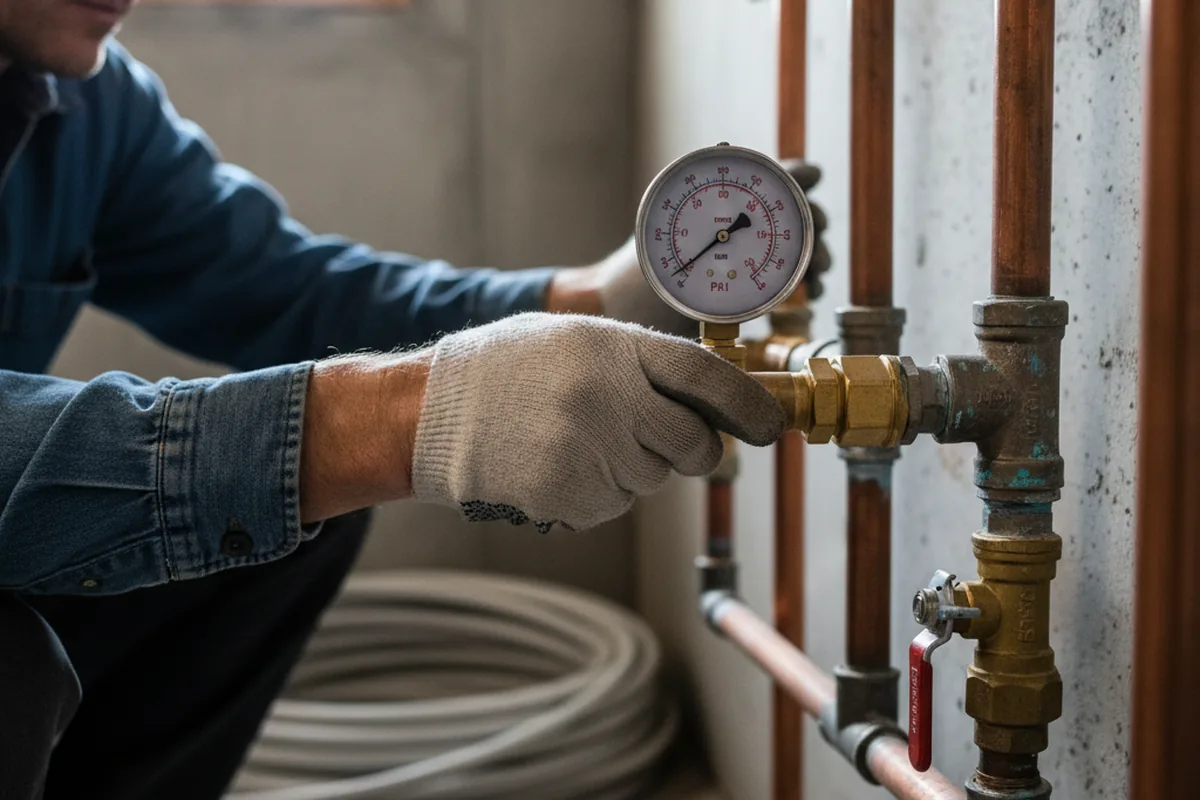 Pressure testing a repaired line during Water Line Repair in Penrose